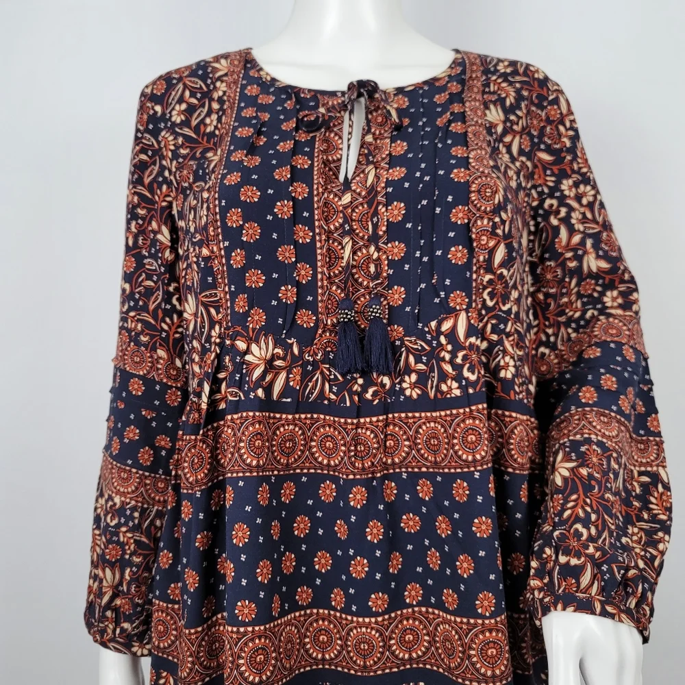 Nwot Daniel Rainn Tassel Tie Long Sleeve Blouse - Picture 2 of 11